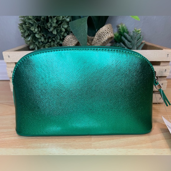 Handbags - Green Metallic Cosmetic Pouch
